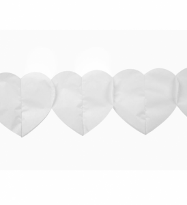 Paperinen sydänbanneri valkoinen 15 x 600 cm