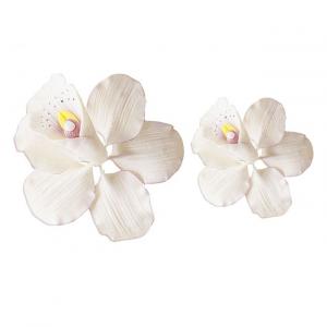 Kakun koristekukat valkoinen orkidea, n. 9x9 cm ja n. 6x6 cm, 14 kpl