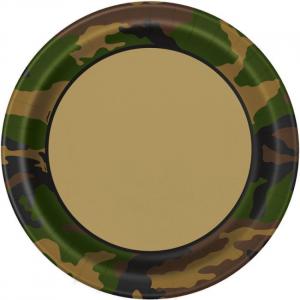 CAMO / Maastokuvioinen suuri pahvilautanen 23 cm, 8 kpl