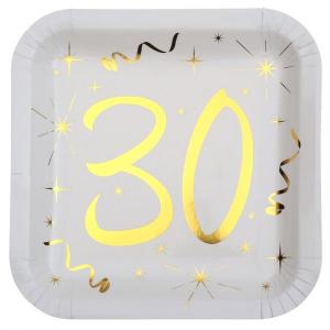 Neliöpahvilautanen kultafoliokoristeilla ja numerolla 30, 10 kpl