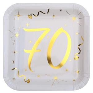 Neliöpahvilautanen kultafoliokoristeilla ja numerolla 70, 10 kpl