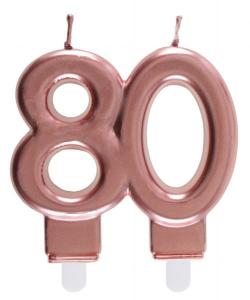 Kakkukynttilä "80" ruusukulta, 1 kpl