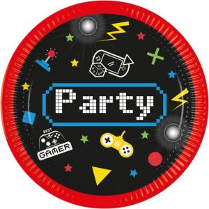 Gaming party suuret pahvilautaset 23 cm, 8 kpl