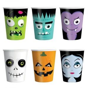 Halloween Monsters-aiheiset pahvimukit, 6 kpl