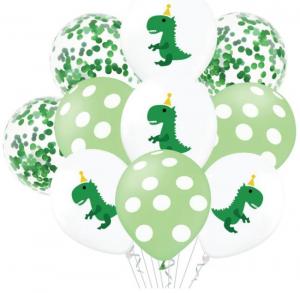 Dinosaurukset ilmapallot valko-vihreät, 10 kpl