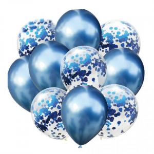 Sininen peilipinta ja konfetti ilmapallot, 10 kpl