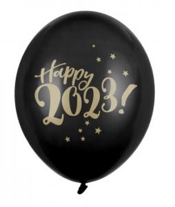 Happy 2023! ilmapallot musta, 6 kpl
