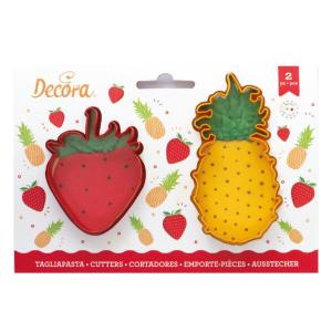 Pikkuleipämuottisetti mansikka ja ananas - Decora