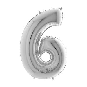 Suuri foliopallo numero 6 hopea (100 cm)