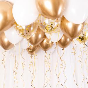 Ilmapallosetti kattoon Kulta + valkoinen, 30 palloa