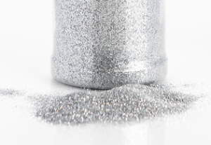 Irtoglitter / Ilmapalloglitter hopea, 100 g purkki