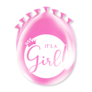 Ilmapallot "Its a girl" vaaleanpunainen, 8 kpl