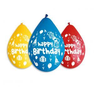 Ilmapallot "Happy Birthday" roikkuvat pallot monivärinen, 5 kpl