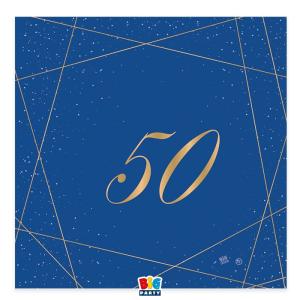 Suuri lautasliina sininen numerolla 50, 20 kpl
