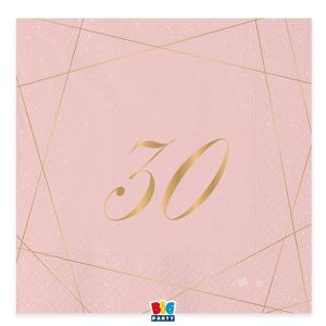 Suuri lautasliina vaaleanpunainen numerolla 30, 20 kpl