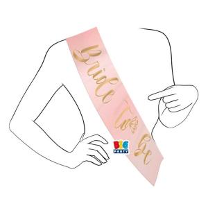Vaaleanpunainen olkanauha "Bride to be", 1 kpl