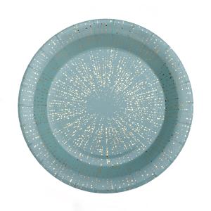 Eucalyptuksen värinen pahvilautanen kultaisilla pilkuilla 22,5 cm, 10 kpl