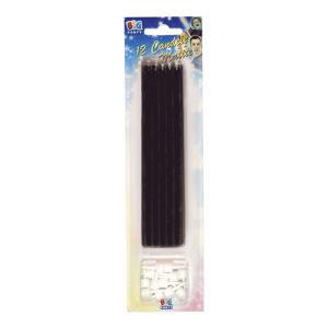 Kakkukynttilät musta 15 cm, 12 kpl