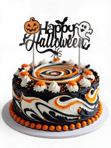 Happy Halloween kakkukoriste kummitus glitter 16 x 24 cm