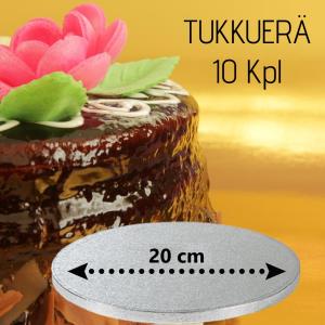 Kakkualusta 10 kpl, hopea pyöreä 20 cm (1,2 cm paksu)