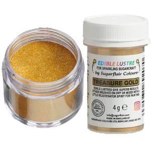 Tomuväri, kimaltava glitter kulta (lustre glitter treasure gold), 4 g - Sugarflair