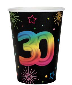 Pahvimuki musta sateenkaarenvärisellä numerolla "30", 6 kpl