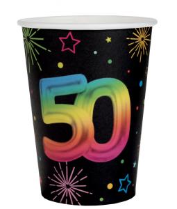 Pahvimuki musta sateenkaarenvärisellä numerolla "50", 6 kpl