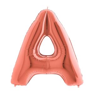 Suuri foliopallo A kirjain ruusukulta (100 cm)