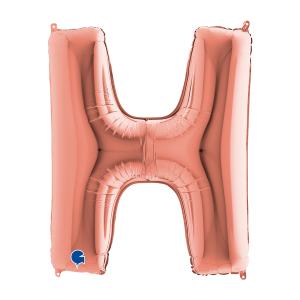 Suuri foliopallo H kirjain ruusukulta (102 cm)