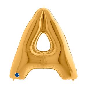 Suuri foliopallo A kirjain kulta (100 cm)