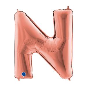 Suuri foliopallo N kirjain ruusukulta (100 cm)
