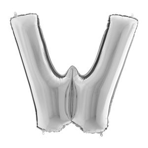 Suuri foliopallo W kirjain hopea (100 cm)