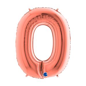 Suuri foliopallo numero 0 ruusukulta (102 cm)