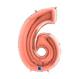 Suuri foliopallo numero 6 ruusukulta (100 cm)