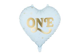 Foliopallo vaaleansininen sydän "ONE"