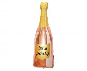 Foliopallo "Lets party" ruusukultainen shampanjapullo, 91 cm