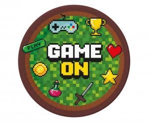 Peliaiheiset - GAME ON suuret pahvilautaset 23 cm, 6 kpl