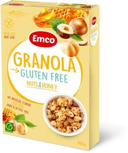 Gluteeniton granola, hunaja ja hasselpähkinä 340 g – Emco