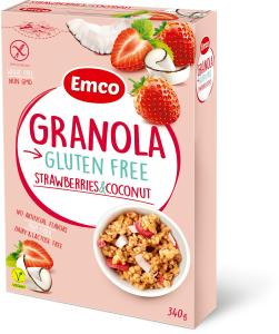 Gluteeniton granola, mansikka ja kookos 340 g – Emco