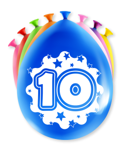 Ilmapallot "10" värimix, 8 kpl