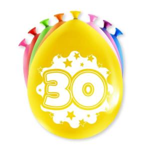 Ilmapallot "30" värimix, 8 kpl