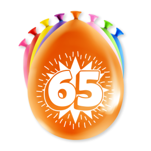 Ilmapallot "65" värimix, 8 kpl