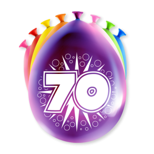 Ilmapallot "70" värimix, 8 kpl
