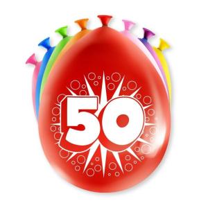 Ilmapallot "50" värimix, 8 kpl