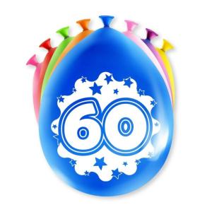 Ilmapallot "60" värimix, 8 kpl