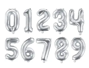 Hopeinen foliopallo numerot 0 - 9, 66cm