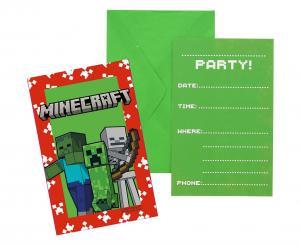 Minecraft kutsukortit ja kirjekuoret, 6 kpl