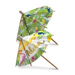 Isot cocktailvarjot 18 cm – Aloha (6 kpl) Trooppinen drinkkikoriste