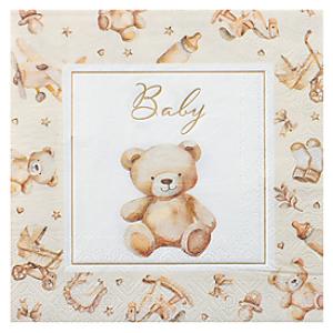 Lautasliina Nalle Baby-tekstillä 33 cm, 12 kpl