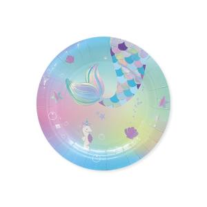 Pahvilautaset Merenneito – 18cm, 8 kpl
